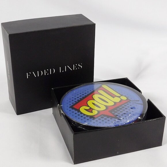 Invicta Faded Lines Set of 6 Glass Coasters POP ART Collection NIB - Picture 3 of 6